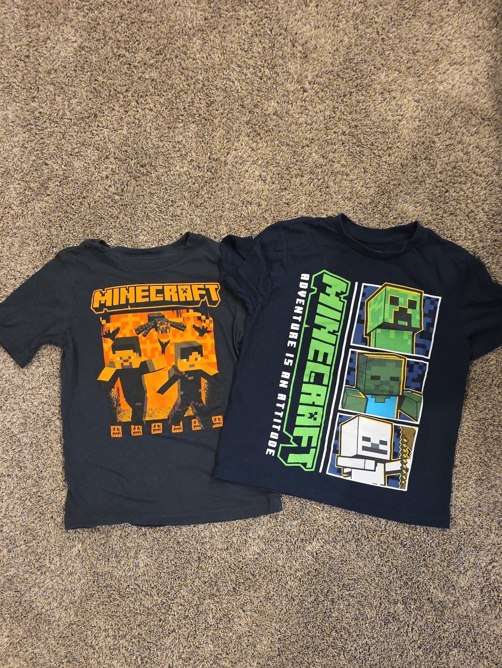 Boys' Minecraft Graphic Tee - Navy and Charcoal Size 7